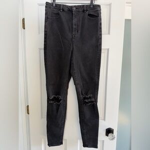 American Eagle High Rise Black Distressed Jeans